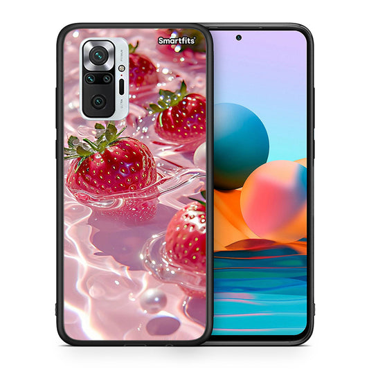 Θήκη Xiaomi Redmi Note 10 Pro Juicy Strawberries από τη Smartfits με σχέδιο στο πίσω μέρος και μαύρο περίβλημα | Xiaomi Redmi Note 10 Pro Juicy Strawberries case with colorful back and black bezels