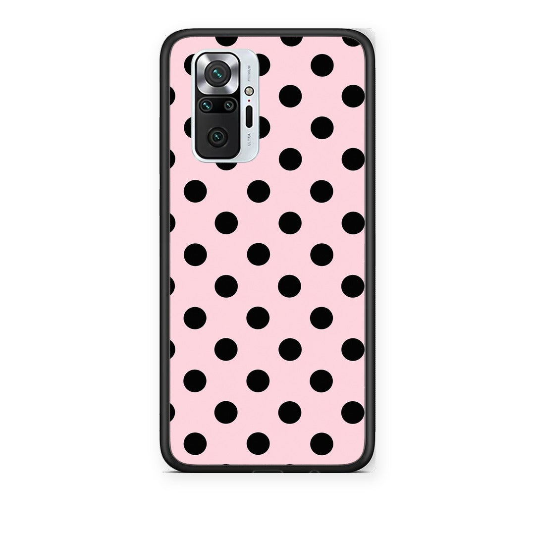 Θήκη Xiaomi Redmi Note 10 Pro / 10 Pro Max Black Polka Dots on Pink από τη Smartfits με σχέδιο στο πίσω μέρος και μαύρο περίβλημα | Xiaomi Redmi Note 10 Pro / 10 Pro Max Black Polka Dots on Pink case with colorful back and black bezels