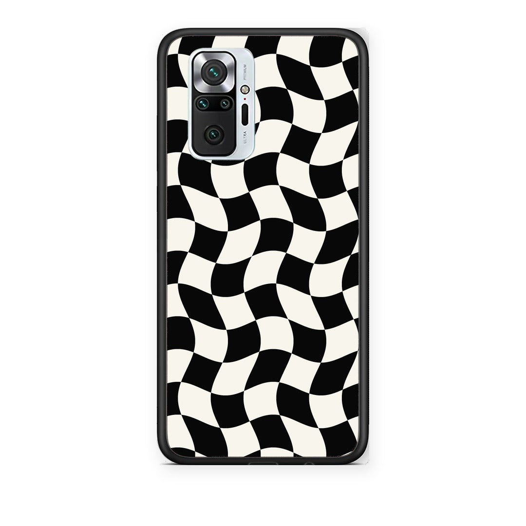Θήκη Xiaomi Redmi Note 10 Pro / 10 Pro Max Black and Cream Wavy Checkerboard από τη Smartfits με σχέδιο στο πίσω μέρος και μαύρο περίβλημα | Xiaomi Redmi Note 10 Pro / 10 Pro Max Black and Cream Wavy Checkerboard case with colorful back and black bezels