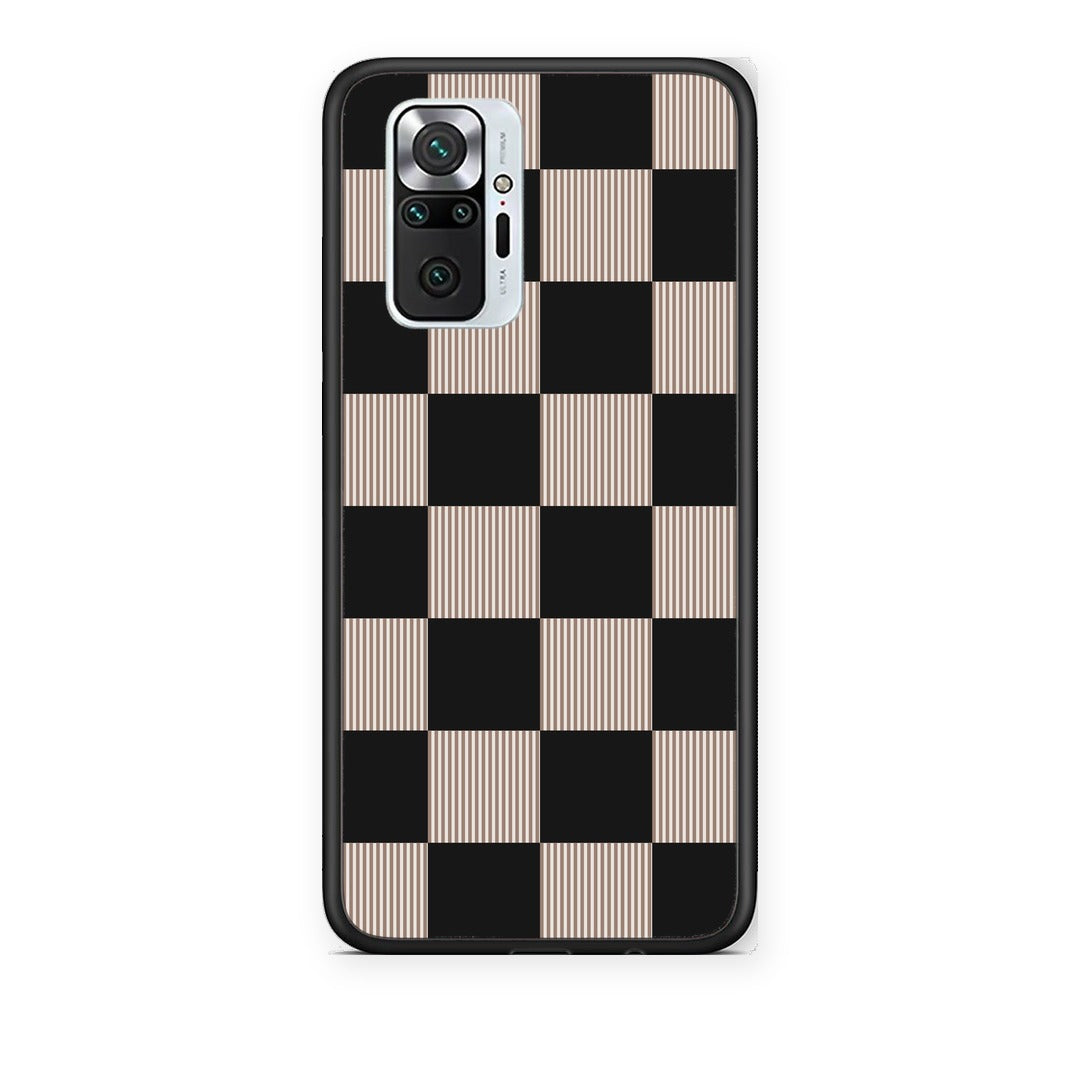 Θήκη Xiaomi Redmi Note 10 Pro / 10 Pro Max Black and Taupe Striped Checks από τη Smartfits με σχέδιο στο πίσω μέρος και μαύρο περίβλημα | Xiaomi Redmi Note 10 Pro / 10 Pro Max Black and Taupe Striped Checks case with colorful back and black bezels