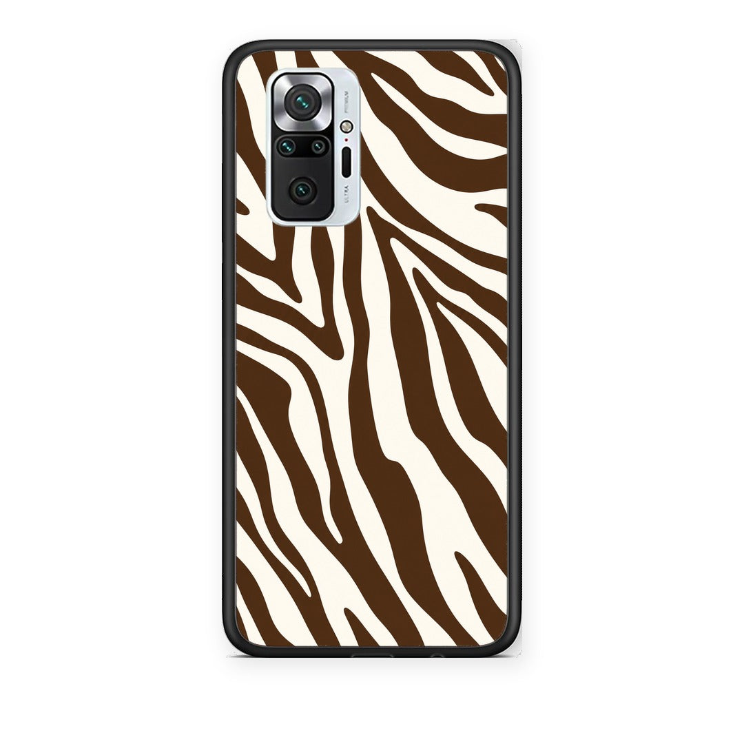 Θήκη Xiaomi Redmi Note 10 Pro / 10 Pro Max Brown and Cream Zebra Stripes από τη Smartfits με σχέδιο στο πίσω μέρος και μαύρο περίβλημα | Xiaomi Redmi Note 10 Pro / 10 Pro Max Brown and Cream Zebra Stripes case with colorful back and black bezels