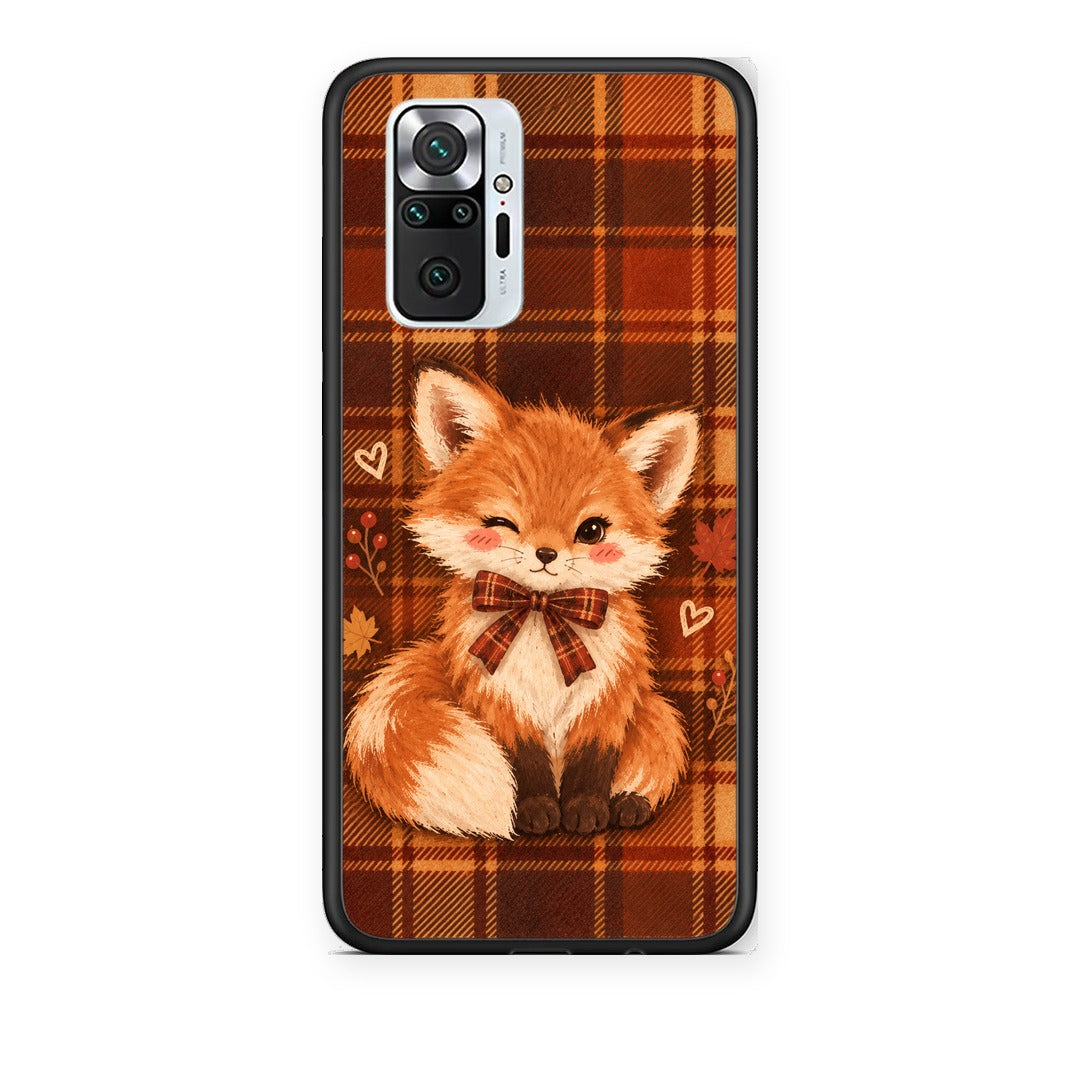 Θήκη Xiaomi Redmi Note 10 Pro / 10 Pro Max Fox on Autumn Tartan από τη Smartfits με σχέδιο στο πίσω μέρος και μαύρο περίβλημα | Xiaomi Redmi Note 10 Pro / 10 Pro Max Fox on Autumn Tartan case with colorful back and black bezels