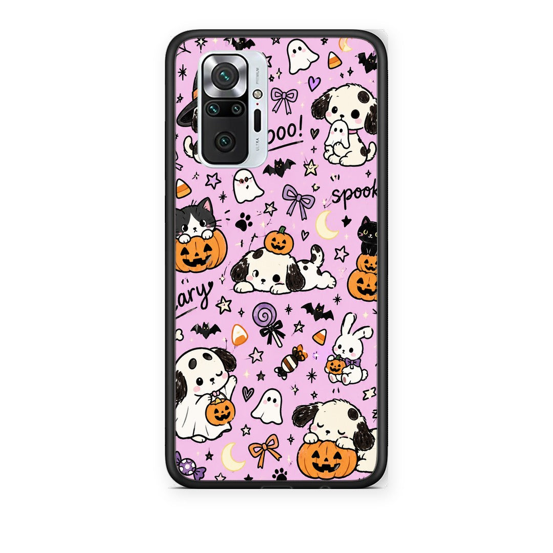 Θήκη Xiaomi Redmi Note 10 Pro / 10 Pro Max Halloween Puppies and Friends on Lilac από τη Smartfits με σχέδιο στο πίσω μέρος και μαύρο περίβλημα | Xiaomi Redmi Note 10 Pro / 10 Pro Max Halloween Puppies and Friends on Lilac case with colorful back and black bezels