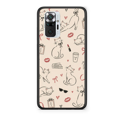 Θήκη Xiaomi Redmi Note 10 Pro / 10 Pro Max Minimal Cat and Fashion Doodles on Cream από τη Smartfits με σχέδιο στο πίσω μέρος και μαύρο περίβλημα | Xiaomi Redmi Note 10 Pro / 10 Pro Max Minimal Cat and Fashion Doodles on Cream case with colorful back and black bezels