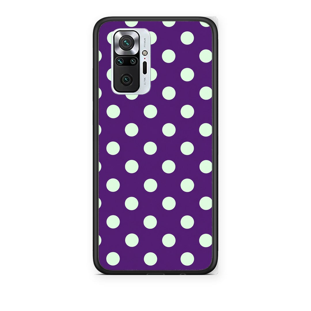 Θήκη Xiaomi Redmi Note 10 Pro / 10 Pro Max Mint Polka Dots on Purple από τη Smartfits με σχέδιο στο πίσω μέρος και μαύρο περίβλημα | Xiaomi Redmi Note 10 Pro / 10 Pro Max Mint Polka Dots on Purple case with colorful back and black bezels