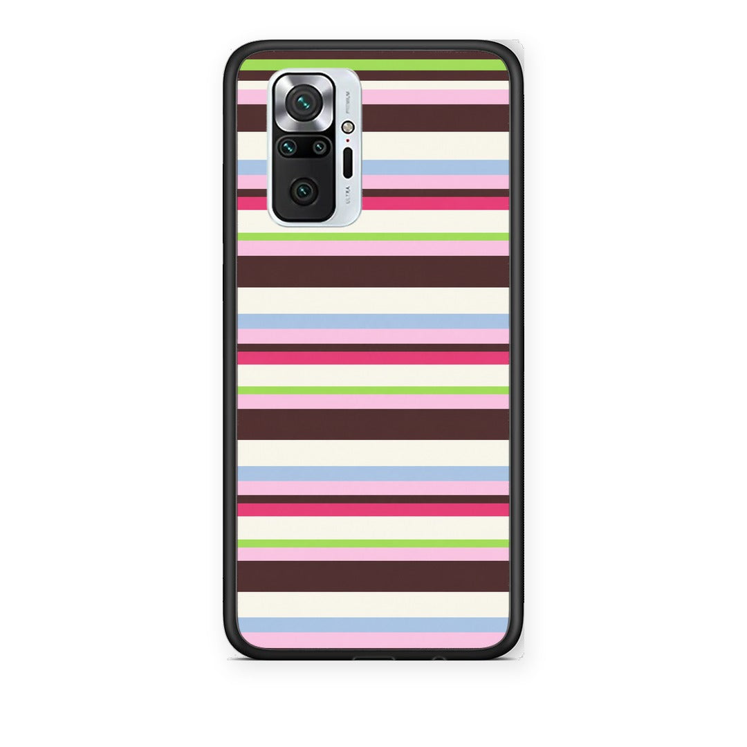 Θήκη Xiaomi Redmi Note 10 Pro / 10 Pro Max Multicolour Horizontal Stripes από τη Smartfits με σχέδιο στο πίσω μέρος και μαύρο περίβλημα | Xiaomi Redmi Note 10 Pro / 10 Pro Max Multicolour Horizontal Stripes case with colorful back and black bezels