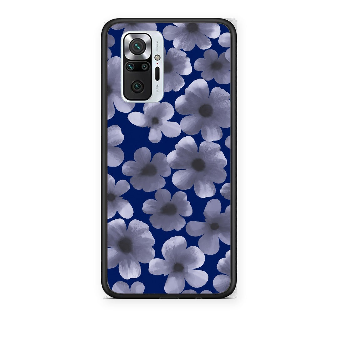 Θήκη Xiaomi Redmi Note 10 Pro / 10 Pro Max Pale Blue Flowers on Navy από τη Smartfits με σχέδιο στο πίσω μέρος και μαύρο περίβλημα | Xiaomi Redmi Note 10 Pro / 10 Pro Max Pale Blue Flowers on Navy case with colorful back and black bezels