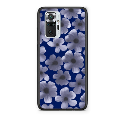 Θήκη Xiaomi Redmi Note 10 Pro / 10 Pro Max Pale Blue Flowers on Navy από τη Smartfits με σχέδιο στο πίσω μέρος και μαύρο περίβλημα | Xiaomi Redmi Note 10 Pro / 10 Pro Max Pale Blue Flowers on Navy case with colorful back and black bezels