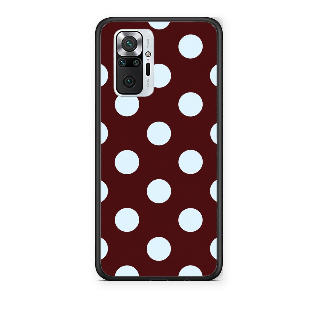 Θήκη Xiaomi Redmi Note 10 Pro / 10 Pro Max Pale Blue Large Polka Dots on Burgundy από τη Smartfits με σχέδιο στο πίσω μέρος και μαύρο περίβλημα | Xiaomi Redmi Note 10 Pro / 10 Pro Max Pale Blue Large Polka Dots on Burgundy case with colorful back and black bezels