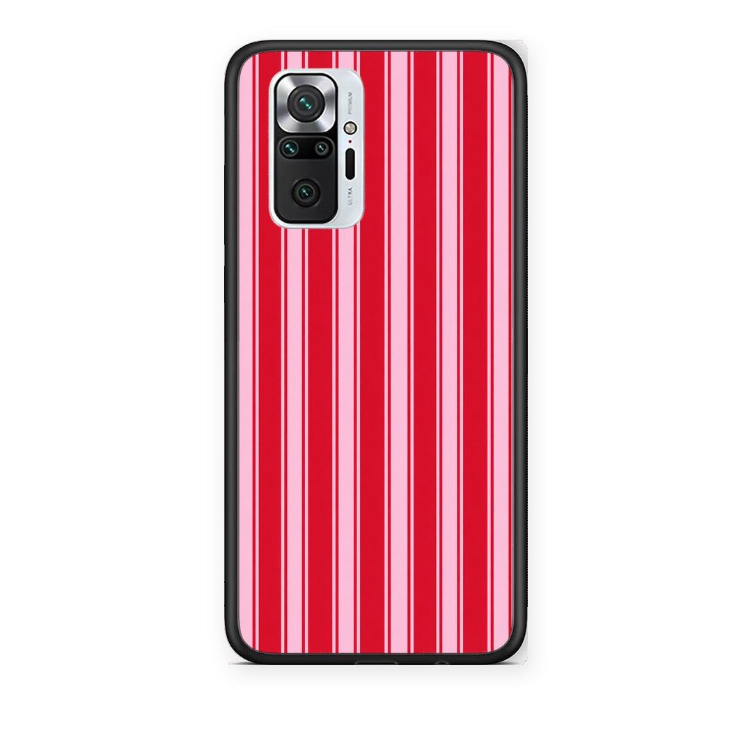 Θήκη Xiaomi Redmi Note 10 Pro / 10 Pro Max Red and Pink Vertical Pinstripes από τη Smartfits με σχέδιο στο πίσω μέρος και μαύρο περίβλημα | Xiaomi Redmi Note 10 Pro / 10 Pro Max Red and Pink Vertical Pinstripes case with colorful back and black bezels