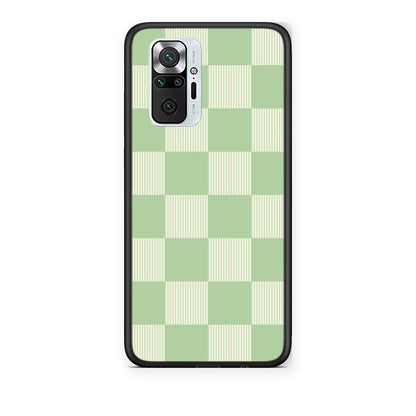 Θήκη Xiaomi Redmi Note 10 Pro / 10 Pro Max Sage and Cream Striped Checks από τη Smartfits με σχέδιο στο πίσω μέρος και μαύρο περίβλημα | Xiaomi Redmi Note 10 Pro / 10 Pro Max Sage and Cream Striped Checks case with colorful back and black bezels