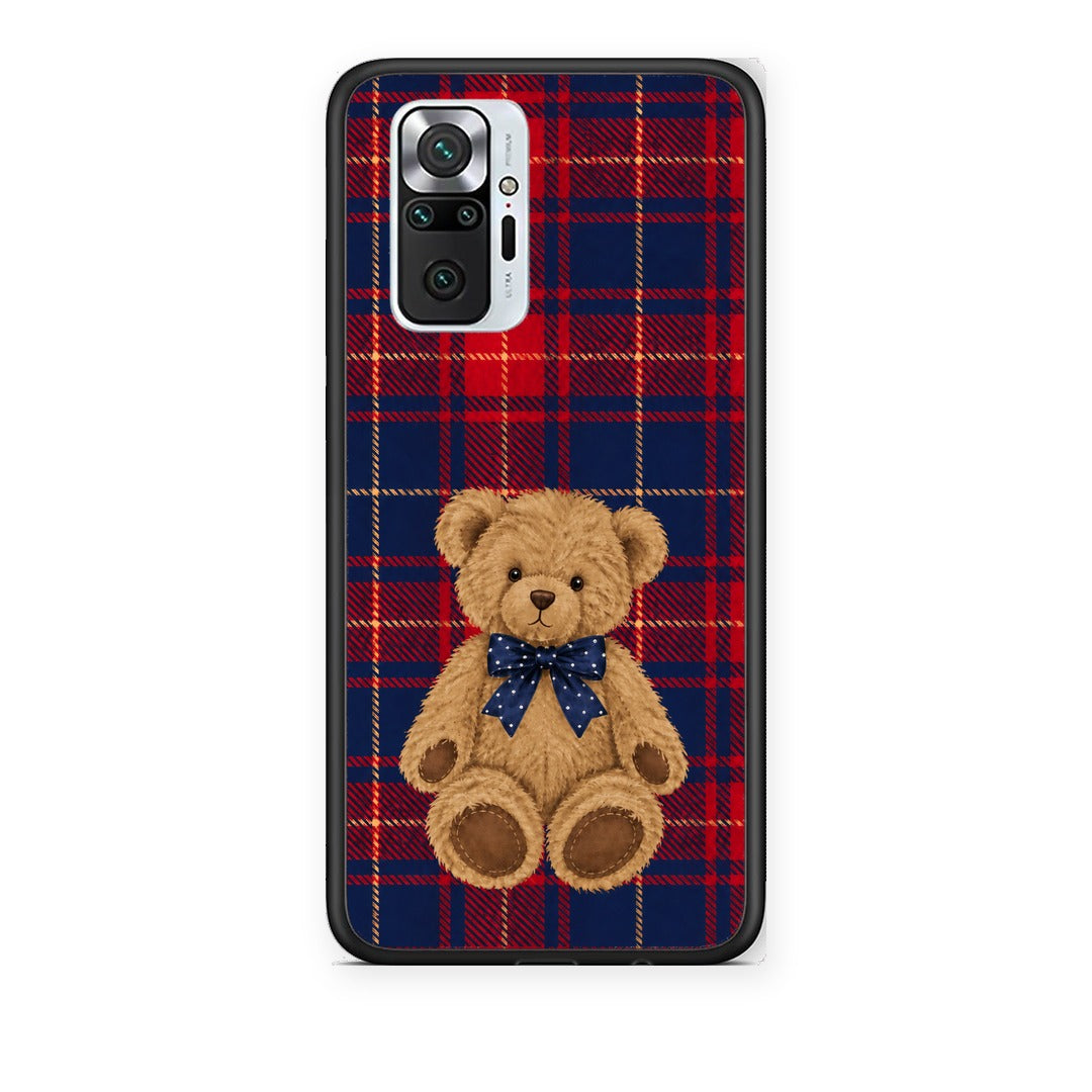 Θήκη Xiaomi Redmi Note 10 Pro / 10 Pro Max Teddy Bear on Red and Navy Tartan από τη Smartfits με σχέδιο στο πίσω μέρος και μαύρο περίβλημα | Xiaomi Redmi Note 10 Pro / 10 Pro Max Teddy Bear on Red and Navy Tartan case with colorful back and black bezels