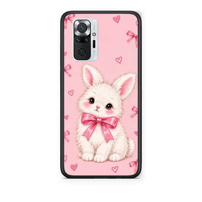 Θήκη Xiaomi Redmi Note 10 Pro / 10 Pro Max White Bunny and Pink Bows από τη Smartfits με σχέδιο στο πίσω μέρος και μαύρο περίβλημα | Xiaomi Redmi Note 10 Pro / 10 Pro Max White Bunny and Pink Bows case with colorful back and black bezels