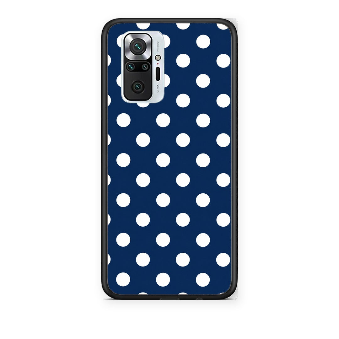 Θήκη Xiaomi Redmi Note 10 Pro / 10 Pro Max White Large Polka Dots on Navy από τη Smartfits με σχέδιο στο πίσω μέρος και μαύρο περίβλημα | Xiaomi Redmi Note 10 Pro / 10 Pro Max White Large Polka Dots on Navy case with colorful back and black bezels