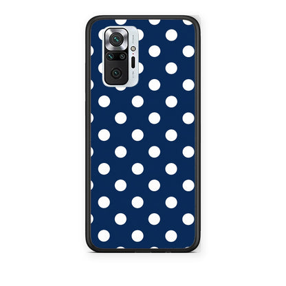 Θήκη Xiaomi Redmi Note 10 Pro / 10 Pro Max White Large Polka Dots on Navy από τη Smartfits με σχέδιο στο πίσω μέρος και μαύρο περίβλημα | Xiaomi Redmi Note 10 Pro / 10 Pro Max White Large Polka Dots on Navy case with colorful back and black bezels
