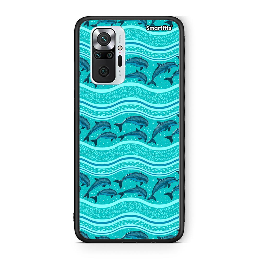 Xiaomi Redmi Note 10 Pro Swimming Dolphins θήκη από τη Smartfits με σχέδιο στο πίσω μέρος και μαύρο περίβλημα | Smartphone case with colorful back and black bezels by Smartfits