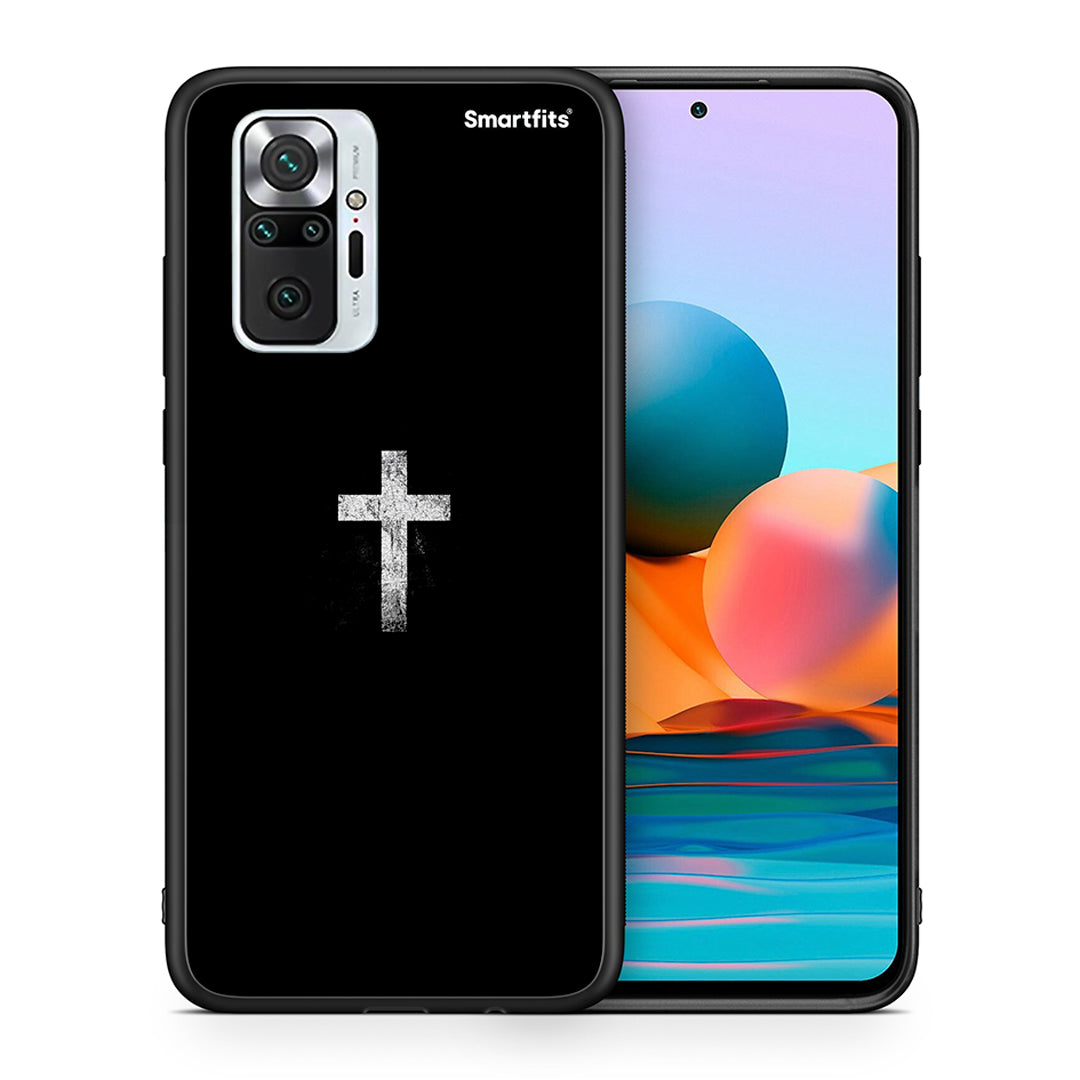 Θήκη Xiaomi Redmi Note 10 Pro White Cross από τη Smartfits με σχέδιο στο πίσω μέρος και μαύρο περίβλημα | Xiaomi Redmi Note 10 Pro White Cross case with colorful back and black bezels