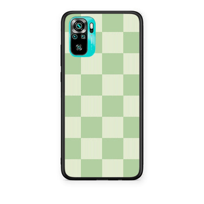 Θήκη Xiaomi Redmi Note 10S / 10 4G Sage and Cream Striped Checks από τη Smartfits με σχέδιο στο πίσω μέρος και μαύρο περίβλημα | Xiaomi Redmi Note 10S / 10 4G Sage and Cream Striped Checks case with colorful back and black bezels