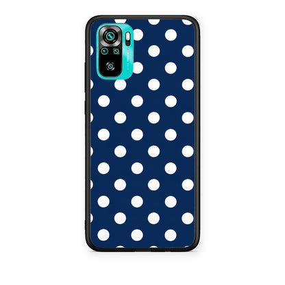 Θήκη Xiaomi Redmi Note 10S / 10 4G White Large Polka Dots on Navy από τη Smartfits με σχέδιο στο πίσω μέρος και μαύρο περίβλημα | Xiaomi Redmi Note 10S / 10 4G White Large Polka Dots on Navy case with colorful back and black bezels