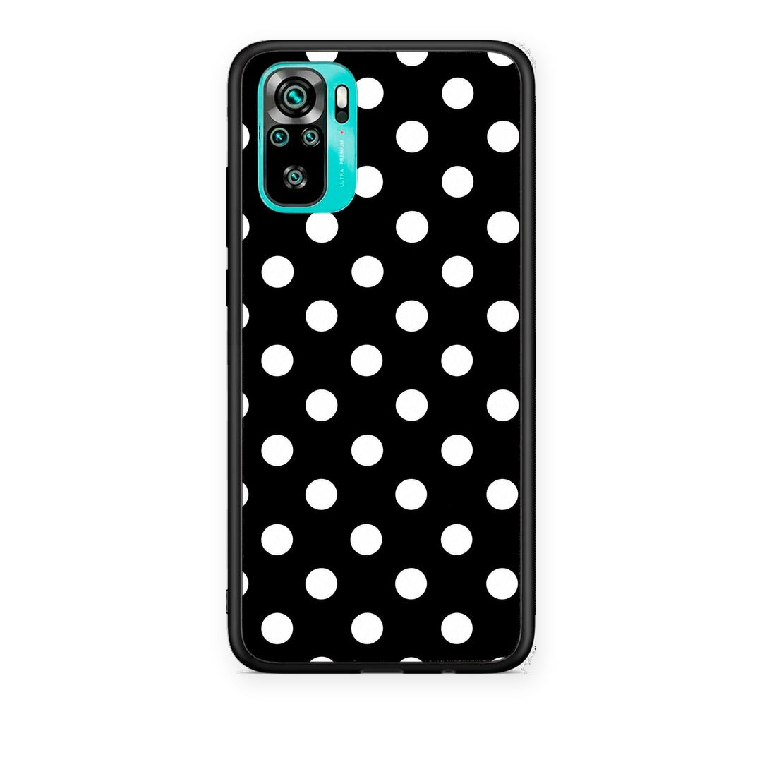 Θήκη Xiaomi Redmi Note 10S / 10 4G White Polka Dots on Black από τη Smartfits με σχέδιο στο πίσω μέρος και μαύρο περίβλημα | Xiaomi Redmi Note 10S / 10 4G White Polka Dots on Black case with colorful back and black bezels