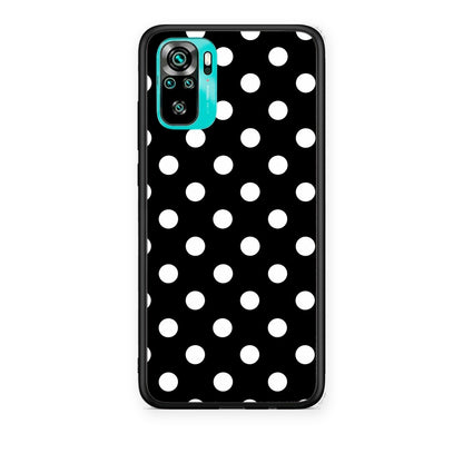Θήκη Xiaomi Redmi Note 10S / 10 4G White Polka Dots on Black από τη Smartfits με σχέδιο στο πίσω μέρος και μαύρο περίβλημα | Xiaomi Redmi Note 10S / 10 4G White Polka Dots on Black case with colorful back and black bezels