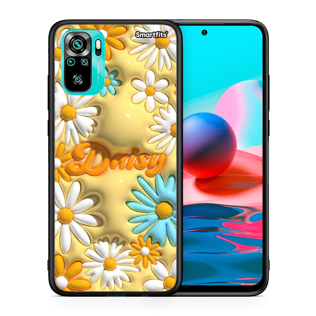 Θήκη Xiaomi Redmi Note 10 Bubble Daisies από τη Smartfits με σχέδιο στο πίσω μέρος και μαύρο περίβλημα | Xiaomi Redmi Note 10 Bubble Daisies case with colorful back and black bezels