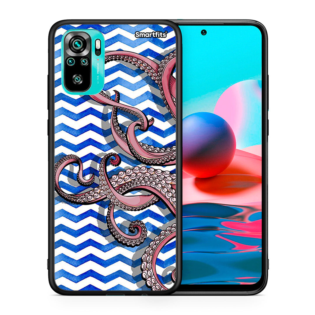 Θήκη Xiaomi Redmi Note 10 Chevron Devilfish από τη Smartfits με σχέδιο στο πίσω μέρος και μαύρο περίβλημα | Xiaomi Redmi Note 10 Chevron Devilfish case with colorful back and black bezels