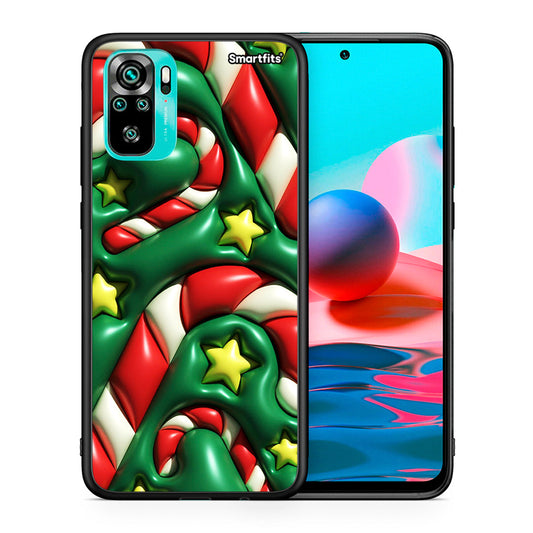 Θήκη Xiaomi Redmi Note 10 Christmas Bubbles από τη Smartfits με σχέδιο στο πίσω μέρος και μαύρο περίβλημα | Xiaomi Redmi Note 10 Christmas Bubbles case with colorful back and black bezels