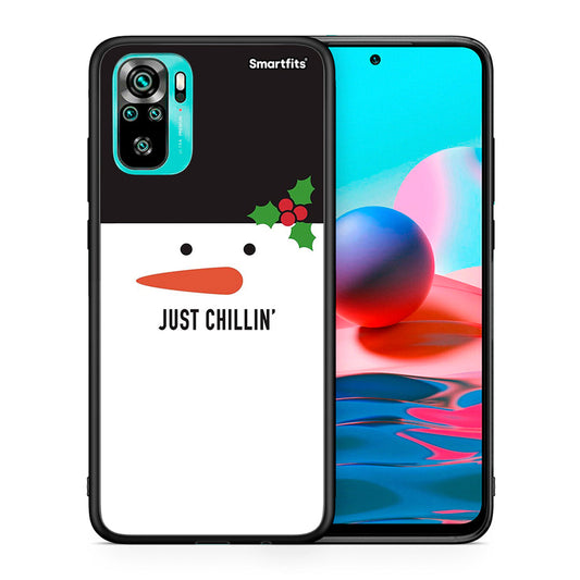 Θήκη Xiaomi Redmi Note 10 Christmas Chillin από τη Smartfits με σχέδιο στο πίσω μέρος και μαύρο περίβλημα | Xiaomi Redmi Note 10 Christmas Chillin case with colorful back and black bezels