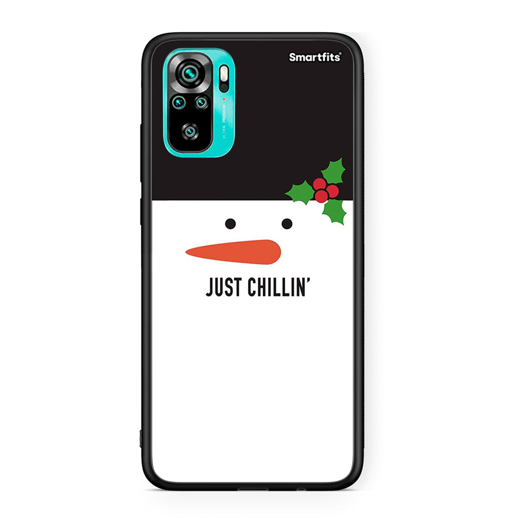 Xiaomi Redmi Note 10 Christmas Chillin θήκη από τη Smartfits με σχέδιο στο πίσω μέρος και μαύρο περίβλημα | Smartphone case with colorful back and black bezels by Smartfits