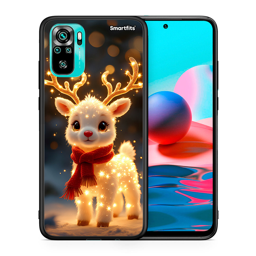 Θήκη Xiaomi Redmi Note 10 Christmas Cutie από τη Smartfits με σχέδιο στο πίσω μέρος και μαύρο περίβλημα | Xiaomi Redmi Note 10 Christmas Cutie case with colorful back and black bezels