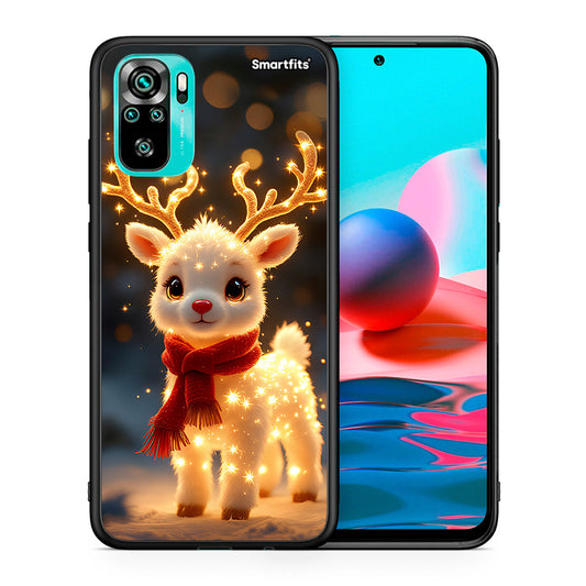 Θήκη Xiaomi Redmi Note 10 Christmas Cutie από τη Smartfits με σχέδιο στο πίσω μέρος και μαύρο περίβλημα | Xiaomi Redmi Note 10 Christmas Cutie case with colorful back and black bezels