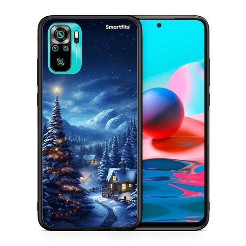 Θήκη Xiaomi Redmi Note 10 Christmas Scenery από τη Smartfits με σχέδιο στο πίσω μέρος και μαύρο περίβλημα | Xiaomi Redmi Note 10 Christmas Scenery case with colorful back and black bezels