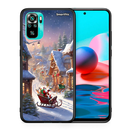 Θήκη Xiaomi Redmi Note 10 Christmas Snow από τη Smartfits με σχέδιο στο πίσω μέρος και μαύρο περίβλημα | Xiaomi Redmi Note 10 Christmas Snow case with colorful back and black bezels