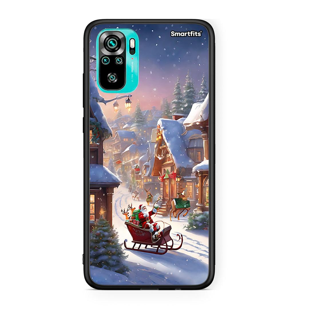 Xiaomi Redmi Note 10 Christmas Snow θήκη από τη Smartfits με σχέδιο στο πίσω μέρος και μαύρο περίβλημα | Smartphone case with colorful back and black bezels by Smartfits