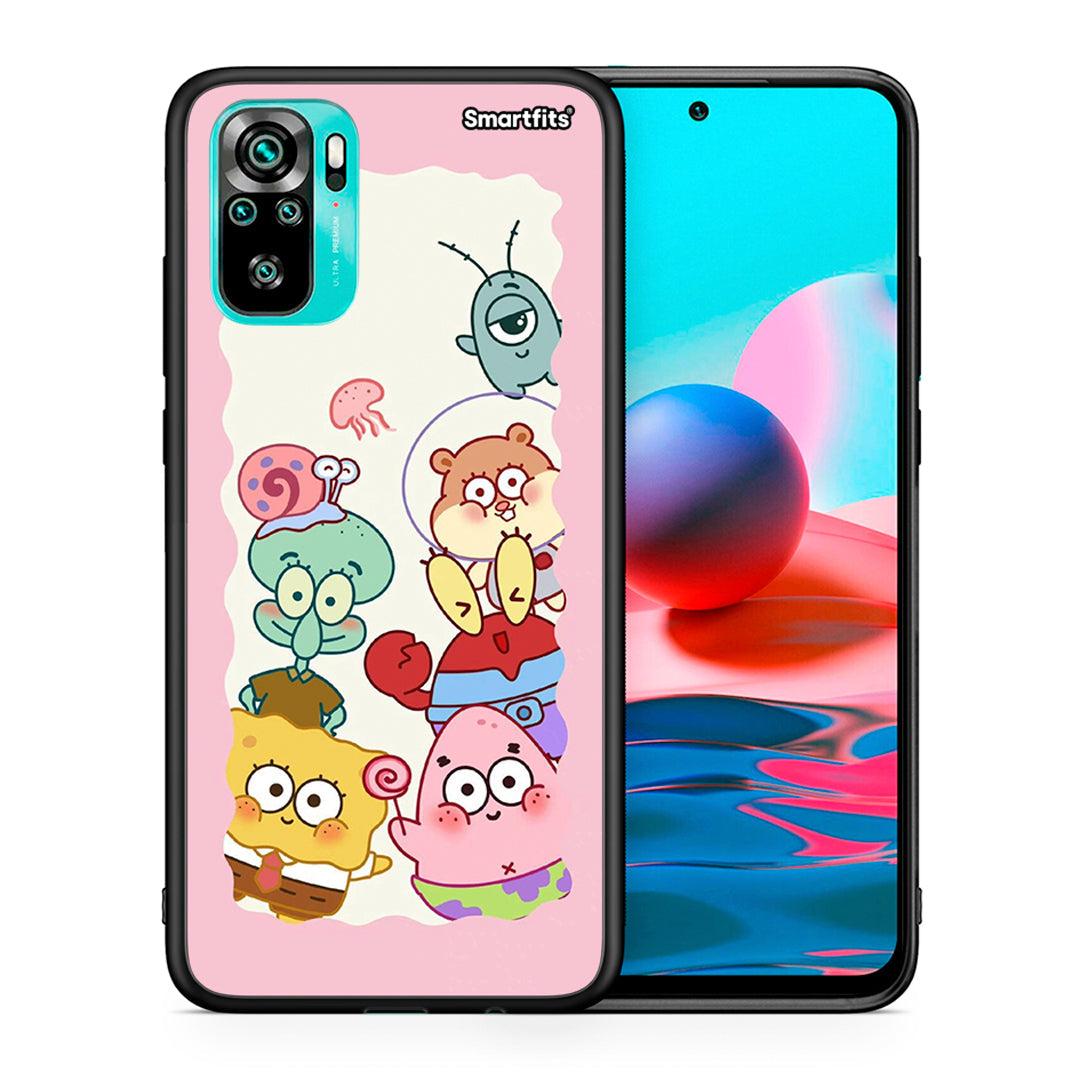 Θήκη Xiaomi Redmi Note 10 Cute Companion από τη Smartfits με σχέδιο στο πίσω μέρος και μαύρο περίβλημα | Xiaomi Redmi Note 10 Cute Companion case with colorful back and black bezels