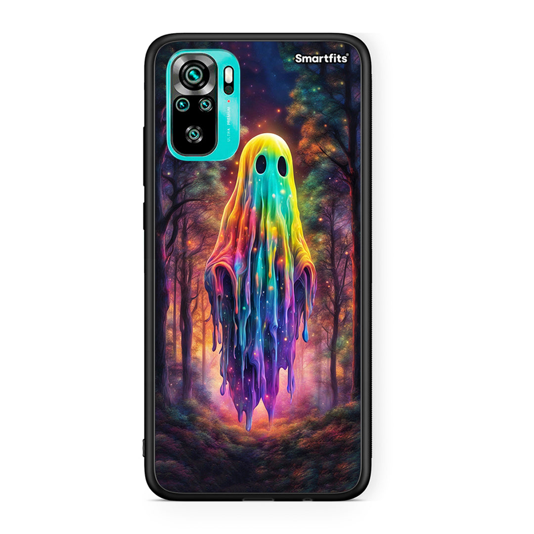 Xiaomi Redmi Note 10 Halloween Ghost θήκη από τη Smartfits με σχέδιο στο πίσω μέρος και μαύρο περίβλημα | Smartphone case with colorful back and black bezels by Smartfits