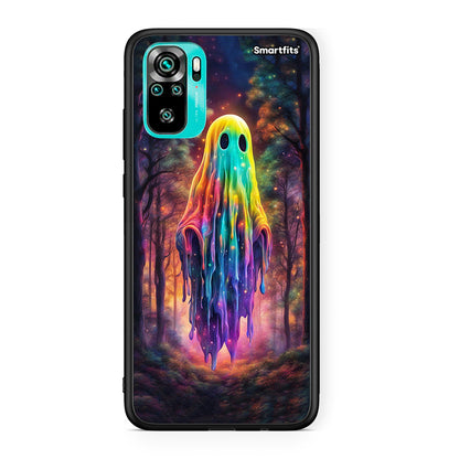 Xiaomi Redmi Note 10 Halloween Ghost θήκη από τη Smartfits με σχέδιο στο πίσω μέρος και μαύρο περίβλημα | Smartphone case with colorful back and black bezels by Smartfits
