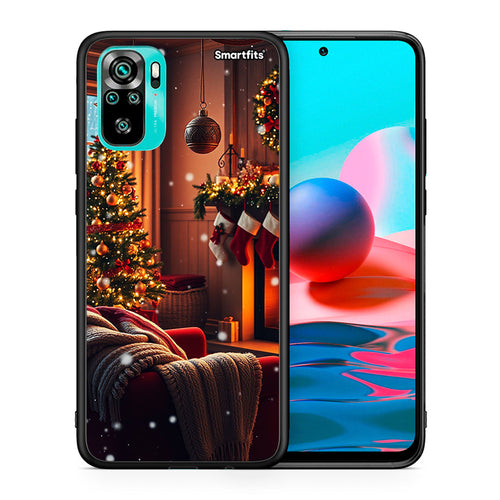 Θήκη Xiaomi Redmi Note 10 Home For Christmas από τη Smartfits με σχέδιο στο πίσω μέρος και μαύρο περίβλημα | Xiaomi Redmi Note 10 Home For Christmas case with colorful back and black bezels