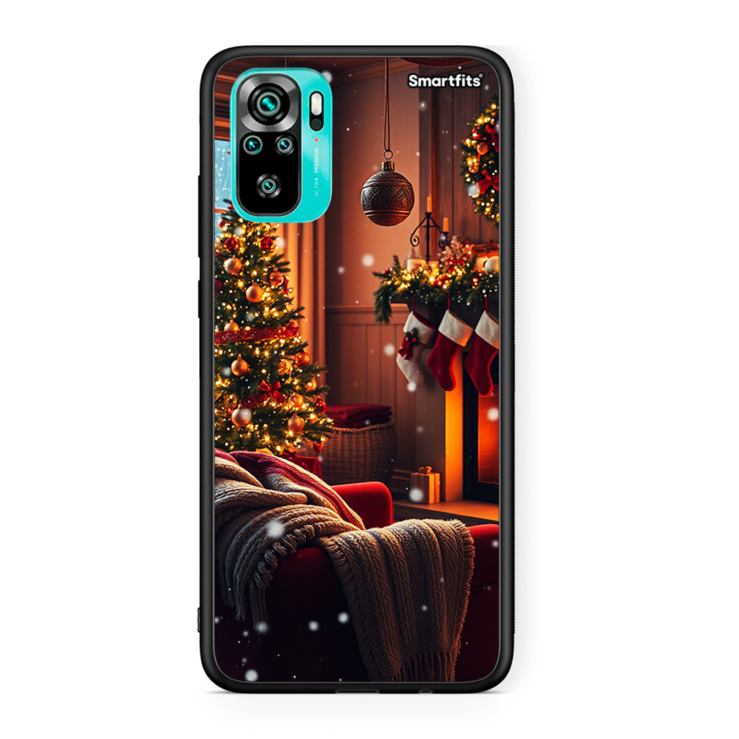 Xiaomi Redmi Note 10 Home For Christmas θήκη από τη Smartfits με σχέδιο στο πίσω μέρος και μαύρο περίβλημα | Smartphone case with colorful back and black bezels by Smartfits
