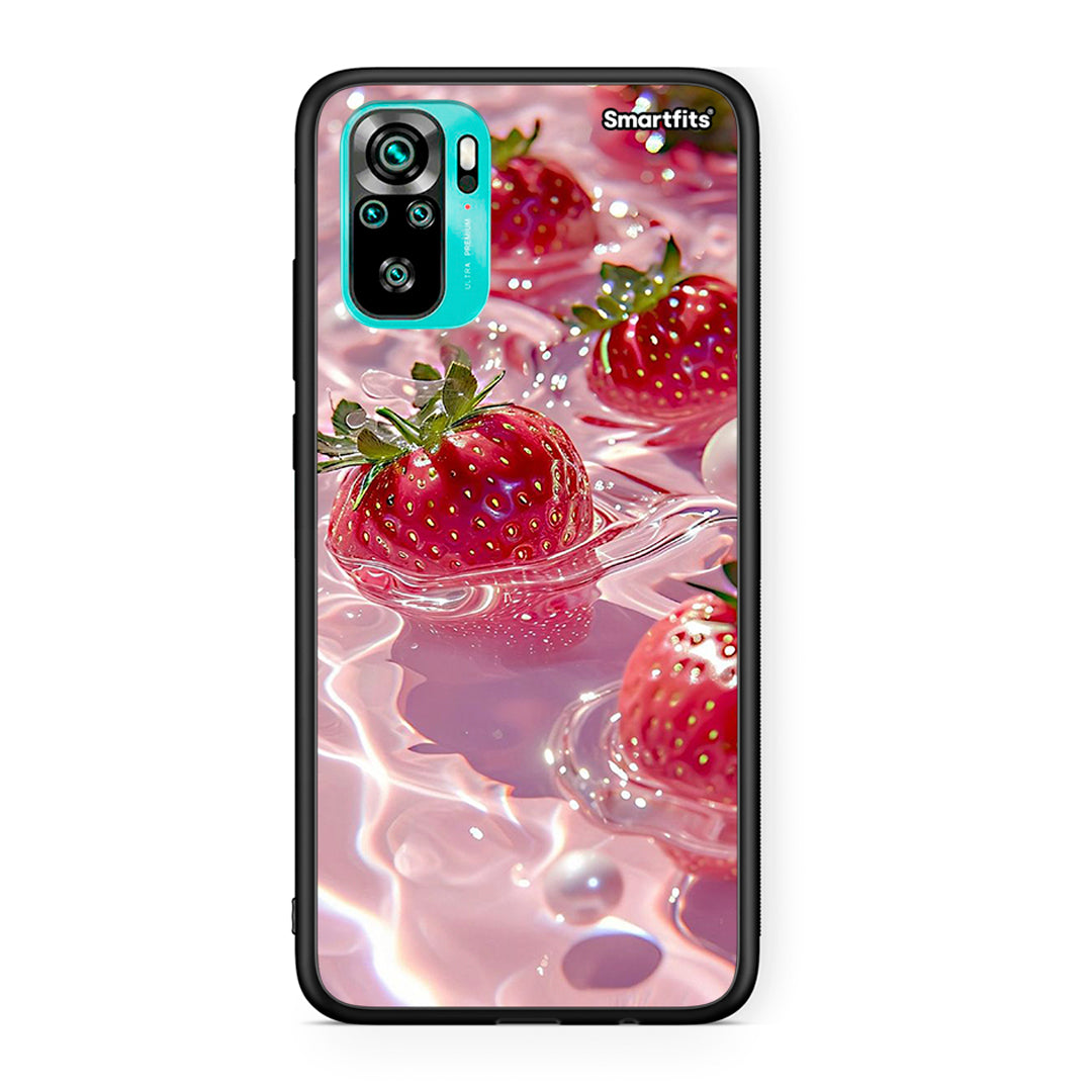 Xiaomi Redmi Note 10 Juicy Strawberries θήκη από τη Smartfits με σχέδιο στο πίσω μέρος και μαύρο περίβλημα | Smartphone case with colorful back and black bezels by Smartfits