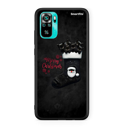 Xiaomi Redmi Note 10 Merry Cat Christmas θήκη από τη Smartfits με σχέδιο στο πίσω μέρος και μαύρο περίβλημα | Smartphone case with colorful back and black bezels by Smartfits