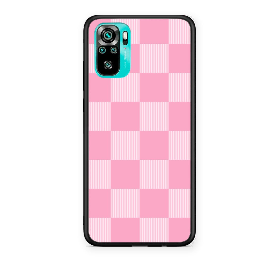 Θήκη Xiaomi Poco M5s Pink and White Striped Checks από τη Smartfits με σχέδιο στο πίσω μέρος και μαύρο περίβλημα | Xiaomi Poco M5s Pink and White Striped Checks case with colorful back and black bezels