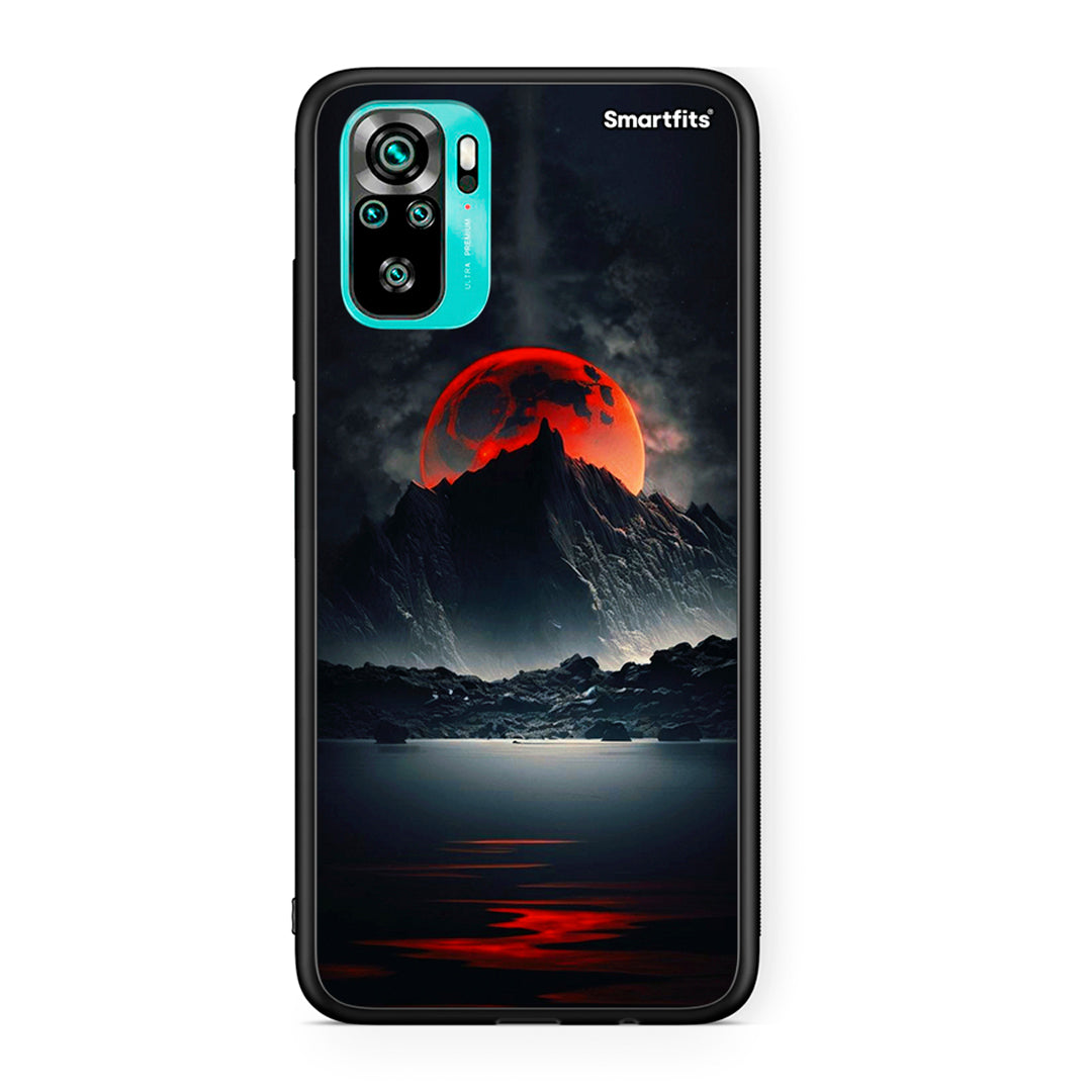 Xiaomi Redmi Note 10 Red Full Moon θήκη από τη Smartfits με σχέδιο στο πίσω μέρος και μαύρο περίβλημα | Smartphone case with colorful back and black bezels by Smartfits