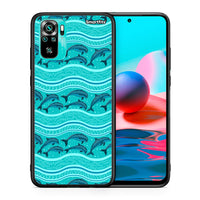 Thumbnail for Θήκη Xiaomi Redmi Note 10 Swimming Dolphins από τη Smartfits με σχέδιο στο πίσω μέρος και μαύρο περίβλημα | Xiaomi Redmi Note 10 Swimming Dolphins case with colorful back and black bezels