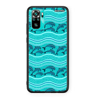 Thumbnail for Xiaomi Redmi Note 10 Swimming Dolphins θήκη από τη Smartfits με σχέδιο στο πίσω μέρος και μαύρο περίβλημα | Smartphone case with colorful back and black bezels by Smartfits