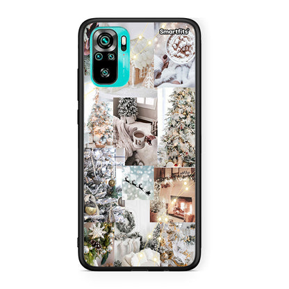 Xiaomi Redmi Note 10 White Christmas θήκη από τη Smartfits με σχέδιο στο πίσω μέρος και μαύρο περίβλημα | Smartphone case with colorful back and black bezels by Smartfits