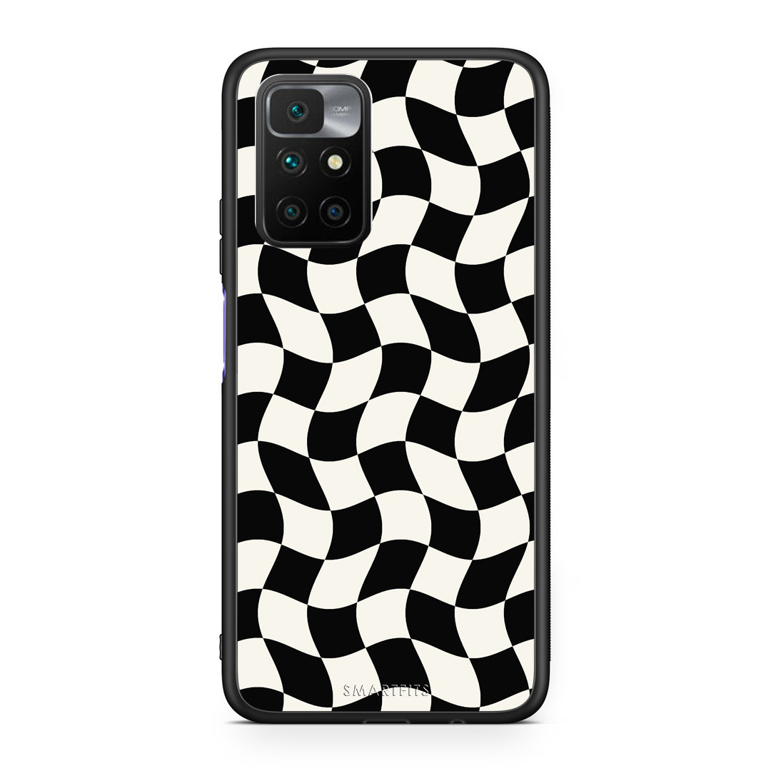 Θήκη Xiaomi Redmi Note 11 4G / 11S 4G Black and Cream Wavy Checkerboard από τη Smartfits με σχέδιο στο πίσω μέρος και μαύρο περίβλημα | Xiaomi Redmi Note 11 4G / 11S 4G Black and Cream Wavy Checkerboard case with colorful back and black bezels
