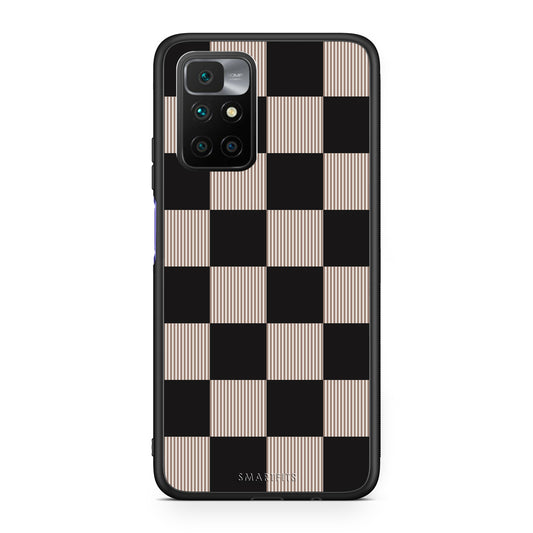 Θήκη Xiaomi Redmi Note 11 4G / 11S 4G Black and Taupe Striped Checks από τη Smartfits με σχέδιο στο πίσω μέρος και μαύρο περίβλημα | Xiaomi Redmi Note 11 4G / 11S 4G Black and Taupe Striped Checks case with colorful back and black bezels