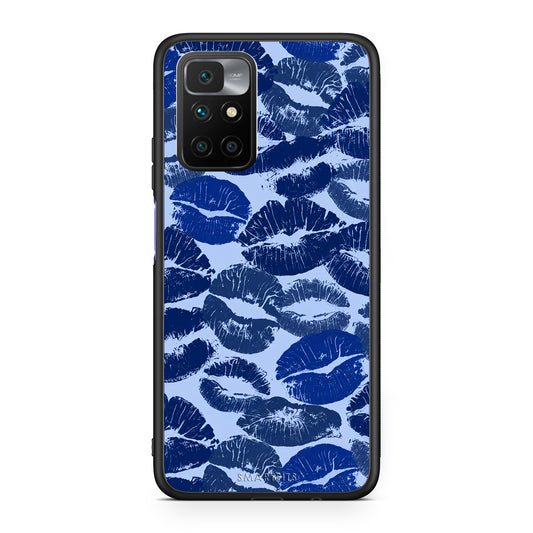 Θήκη Xiaomi Redmi Note 11 4G / 11S 4G Blue Lipstick Kisses από τη Smartfits με σχέδιο στο πίσω μέρος και μαύρο περίβλημα | Xiaomi Redmi Note 11 4G / 11S 4G Blue Lipstick Kisses case with colorful back and black bezels
